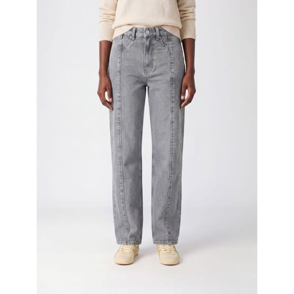 Ganni Women Ganni Gray Cotton Denim High-Waisted Straight Jeans